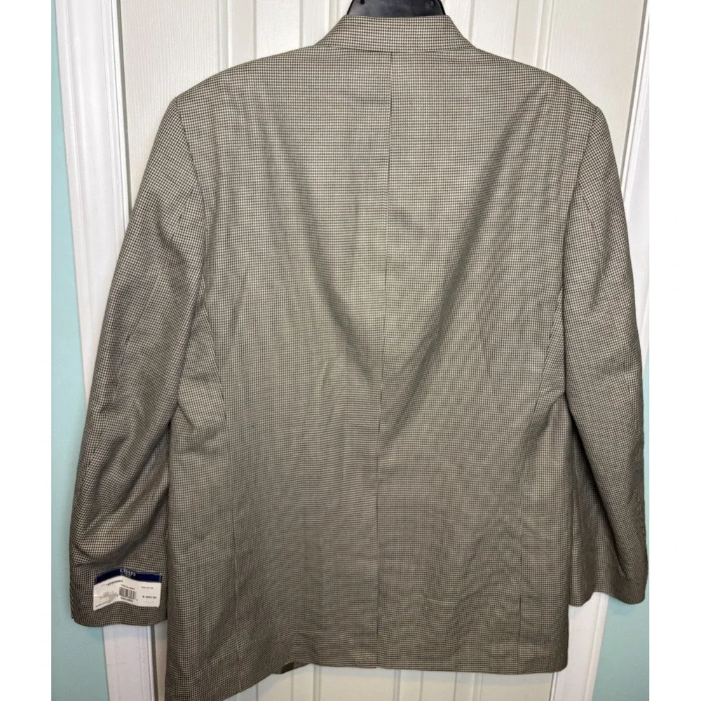 Chaps Mens 42L White/Grey Houndstooth Sport Coat Blazer 2 Button Classic Fit NWT